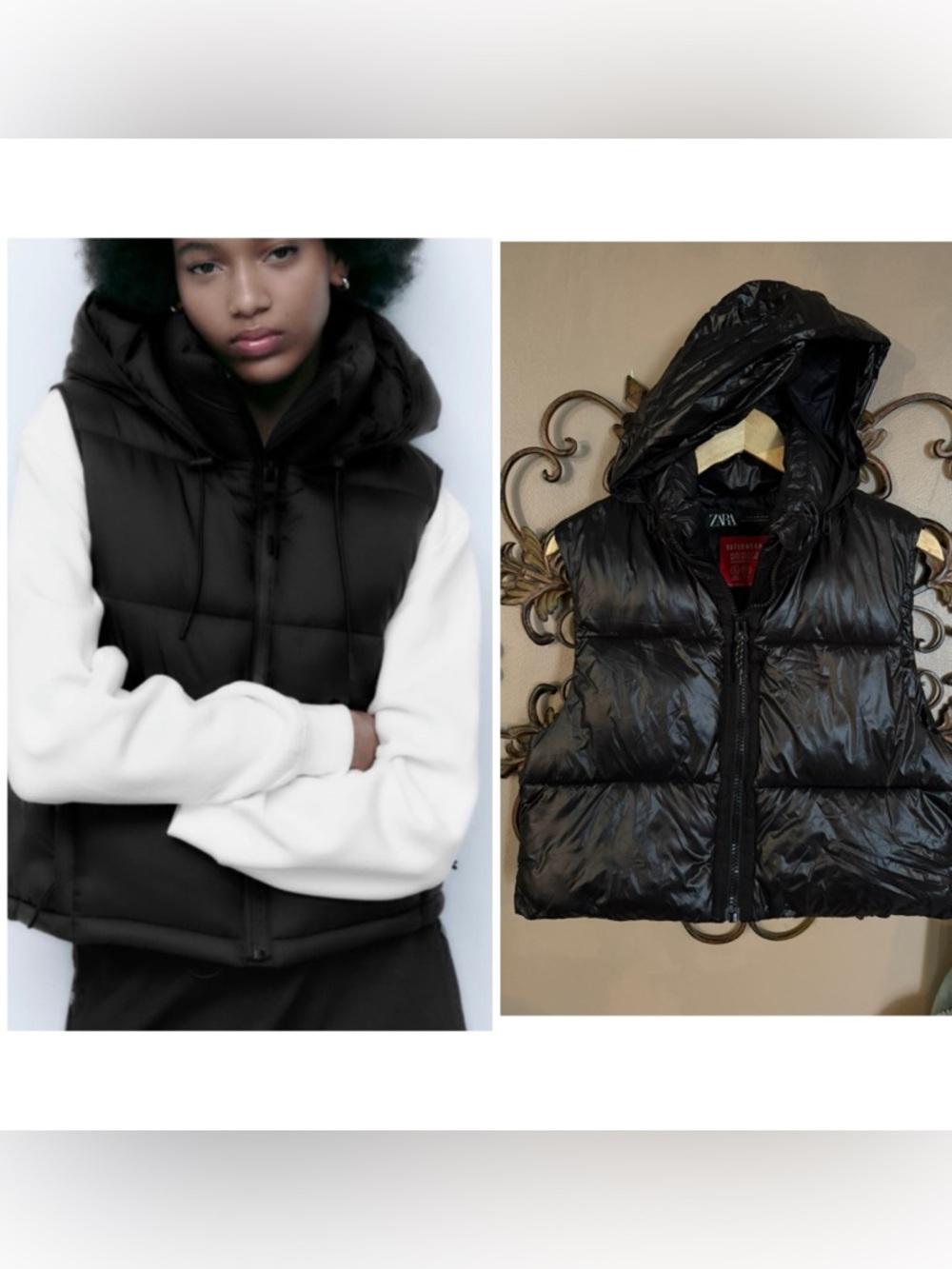 Zara Puffer Down Hooded Vest